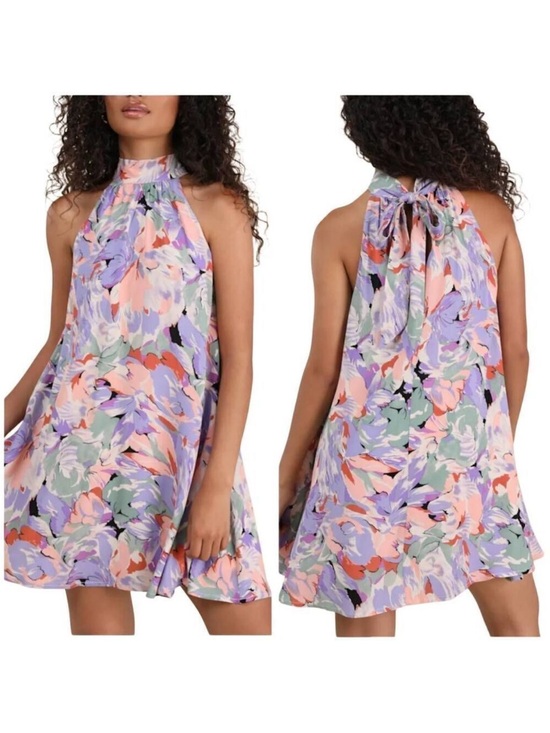 Lulus Dresses & Skirts - Lulus Tied Back To You Lavender Multi Floral Print Mini Shift Dress